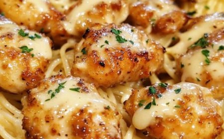 Spaghetti Hähnchen in Parmesan Knoblauchsauce