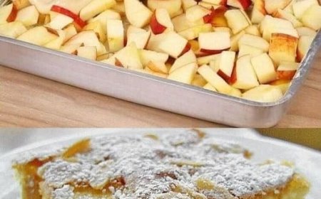 Apfelkuchen mit Vanillepudding in 10 Minuten im Ofen