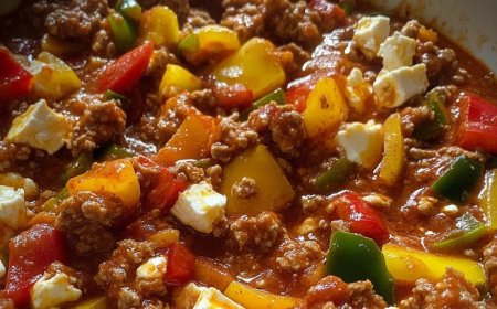 Paprika Hack Pfanne mit Feta