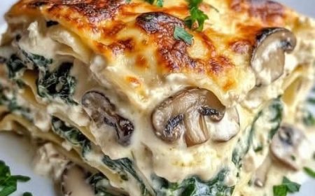Cremige Lasagne mit 800 g Blattspinat und 500 g Champignons