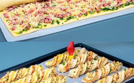 Du brauchst nur 4 Zutaten, von Blätterteigstangen bis hin zu Schinken und Käse