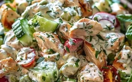 Griechischer Hähnchen Salat mit 200 g Tzatziki