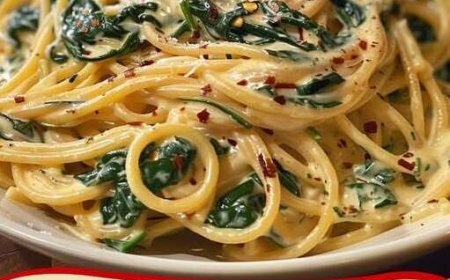 Spaghetti mit Spinat Frischkäse-Sauce in 15 Minuten