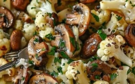 Blumenkohl Champignons Pfanne mit Knoblauch in 15 Minuten!