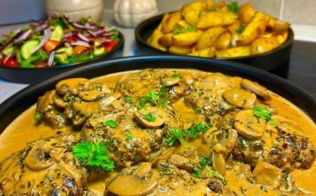 Saftige Steaks in Pilzsauce mit Kleberkartoffeln