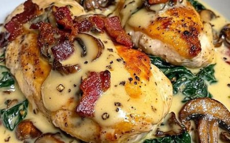 Hähnchenpfanne mit Spinat und Champignons