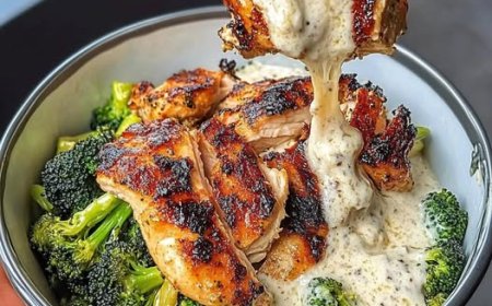 Brokkoli Hähnchen mit cremiger Knoblauchsoße