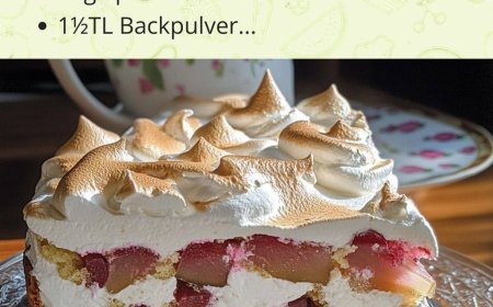 Rhabarber   Baiser  Kuchen