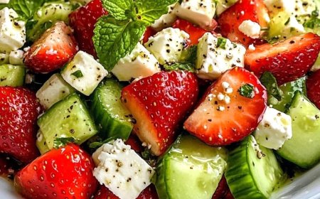 Erdbeer Gurkensalat mit Minze und Feta
