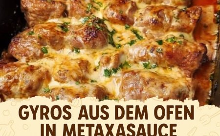 Gyros Nudelauflauf in Metaxasoße