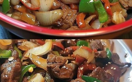 Chinesisches Rindfleisch mit Zwiebeln und Paprika