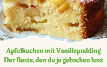 Apfelkuchen mit Vanillepudding  der Hit auf jeder Kaffeetafel