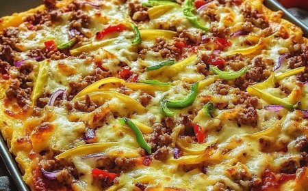 Kartoffelpizza mit Hackfleisch, ohne Hefeteig