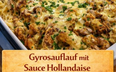 gyrosauflauf mit knoblauch und sauce hollandaise