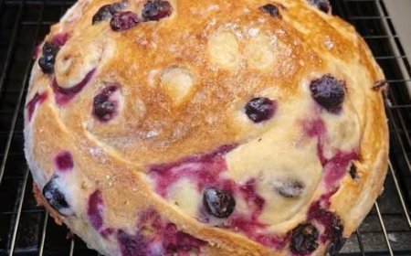 Sauerteigbrot mit Blaubeeren, Zitronen und Frischkäse