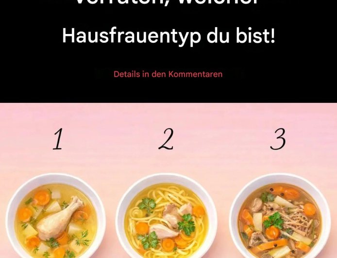 Wähle eine Suppe und sie wird verraten, welcher Hausfrauentyp du bist!