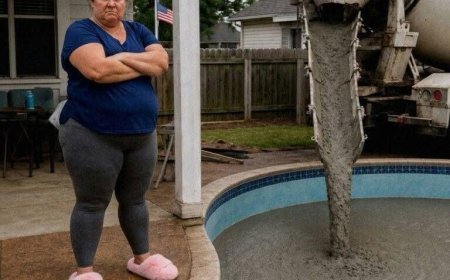 Meine Nachbarin füllte meinen Pool mit Zement, weil meine Kinder „zu laut“ waren; sie ahnte nicht, was dann geschah.