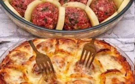 Kartoffelauflauf mit Käse und Fleischbällchen – Ein herzhaftes Ofengericht für die ganze Familie