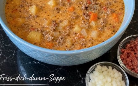 Friss dich dumm Suppe mit Hackfleisch und Gemüse  herzhaft und cremig