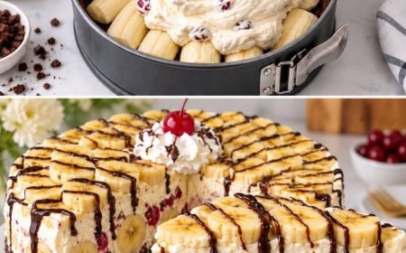 Banana Split Käsekuchen ohne Backen   schnell vorbereitet & herrlich cremig