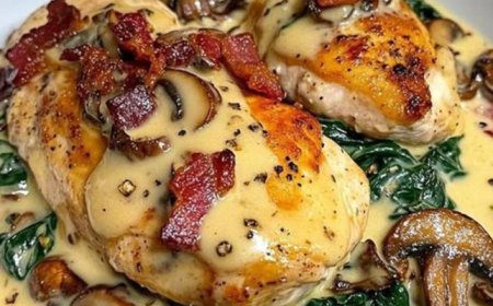 Spinat Hähnchen in Champignon Knoblauchsauce