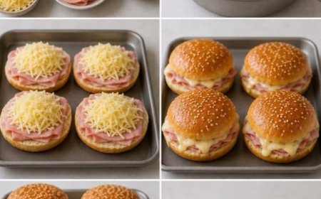 Mini-Brioche-Burger mit Schinken-, Cheddar- und Käsesauce (6 Stück)