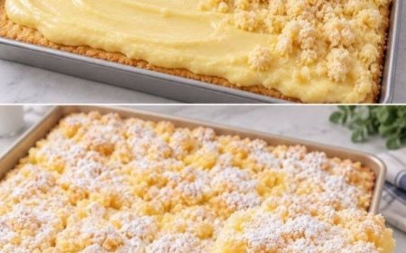 Streuselkuchen vom Blech mit Pudding – schnell gemacht & herrlich cremig