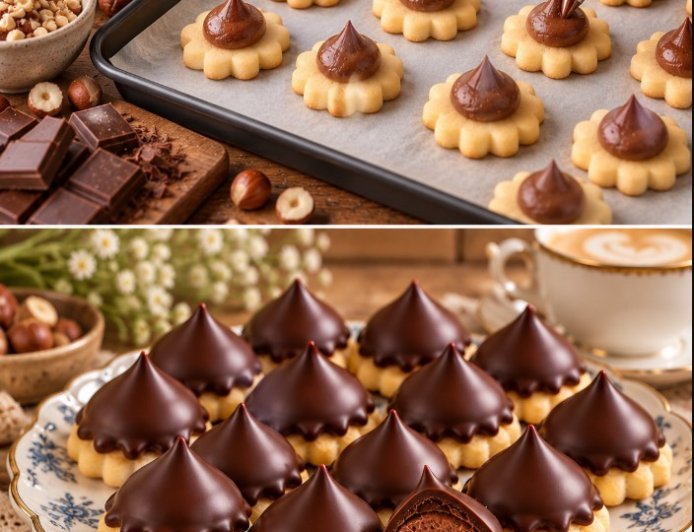 Nougat-Küsse – zarte Weihnachtsplätzchen mit cremiger Nougatfüllung